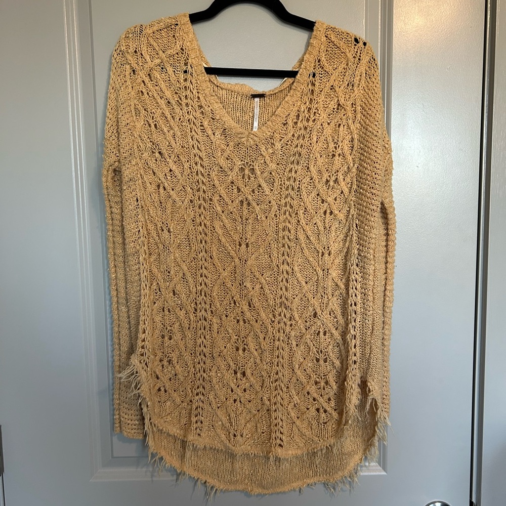 Free People Yellow Chunky Knit sweater - Picture 2 of 4